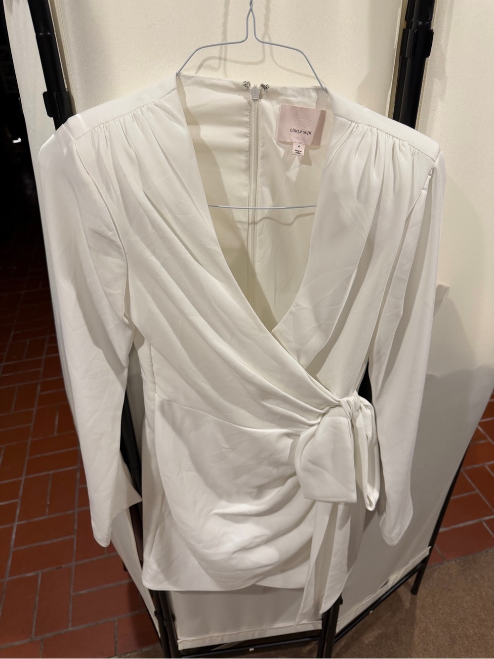 Cinq a Sept White Sierra Dress, Long Sleeve Wrap Dress - Picture 2 of 9